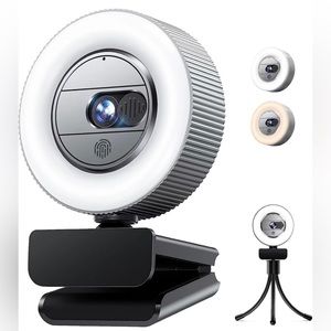 1080P FHD Webcam with Sony Sensor and Built-in Ring Light
